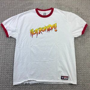 WWE Authentic Shirt Men Extra Large XL White Red Hot Ronda! Ringer Tee Wrestling
